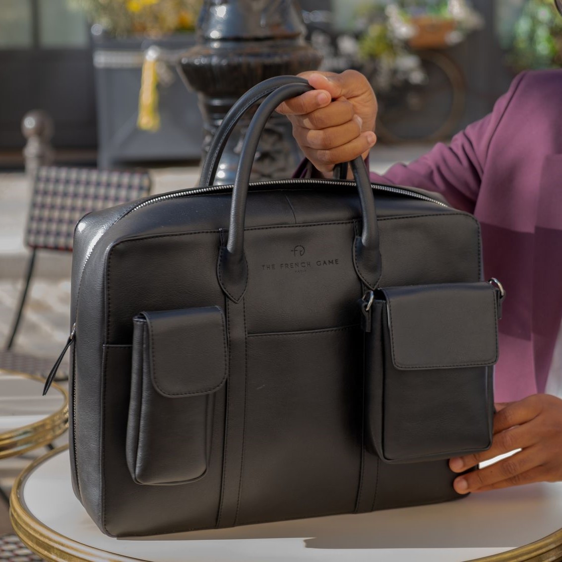 black vegan men briefcase and accessories